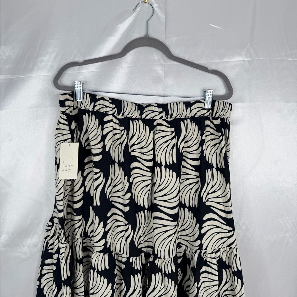 NWT A New Day‎ Black Cream Seashell Tiered Midi Skirt A-Line XXL Summer Style - Picture 7 of 11